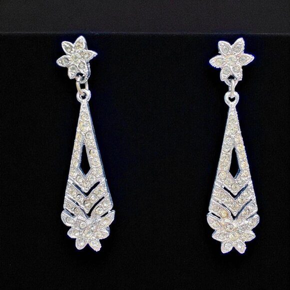 Kenneth Jay Lane KJL Crystal Rhinestone Dangle Earrings Runway Style Vintage - Picture 5 of 8